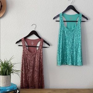 Two Mossimo Dressy Sequence Tanks